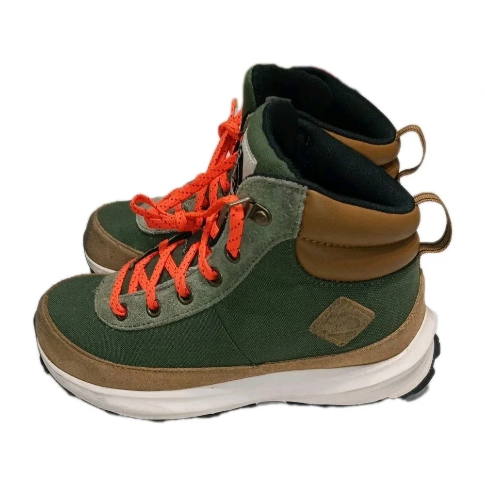 The North Face Youth Size 4 Hiking Boots Green Brown Trail Shoes Outdoor Kids
